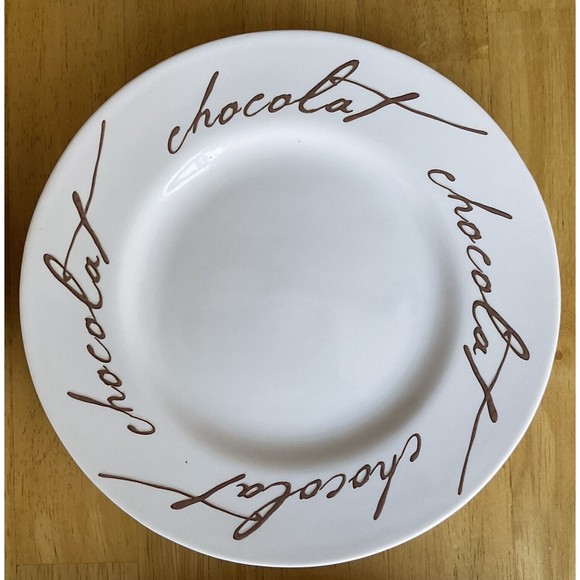 Crate & Barrel Dessert/Salad Plates “Chocolat” Set of 6 Plates 8.25” White NEW - Picture 2 of 6